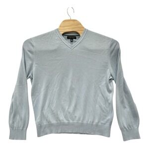 BANANA REPUBLIC‎ Mens  XL Luxury Silk Cashmere Blend Baby Blue V-Neck LS Sweater